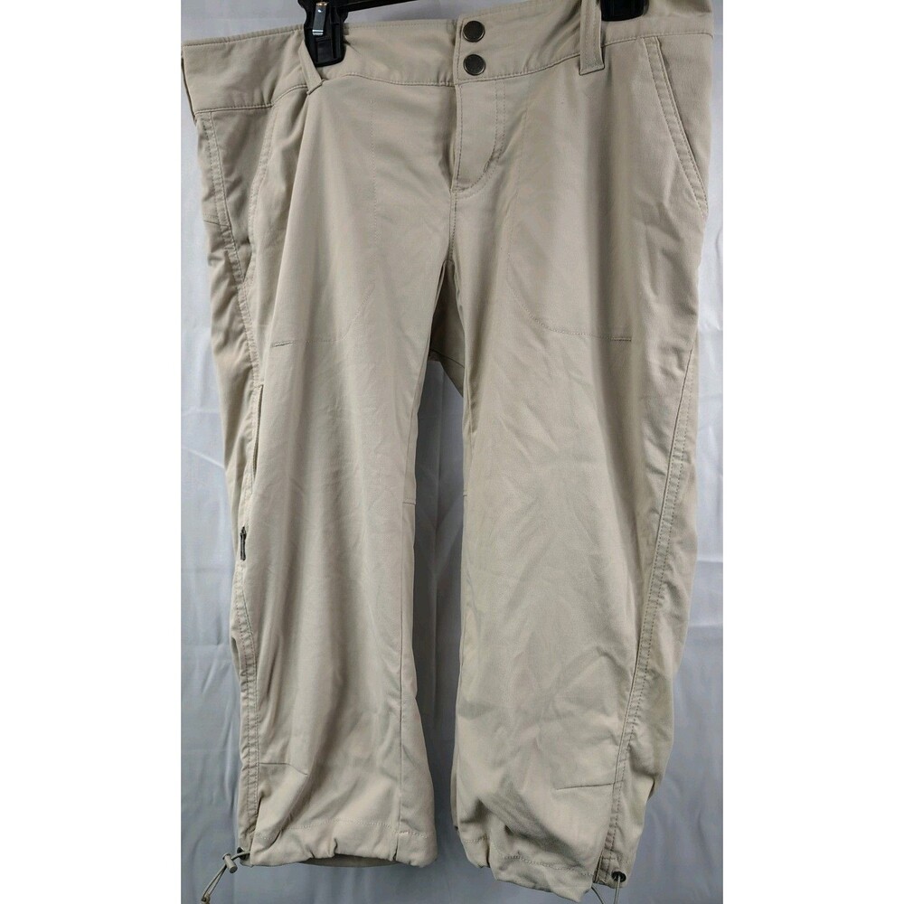 Columbia Omnishade Pants Women's Size 4 Regular Khaki with Ties At Ankles Hiking